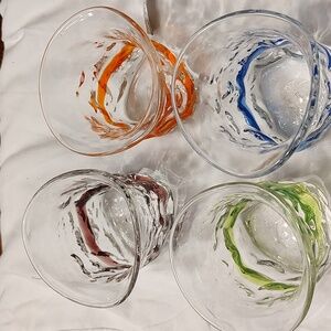 RGC Ryukyu glasses hand made in Vietnam. Purple, green, orange, and blue